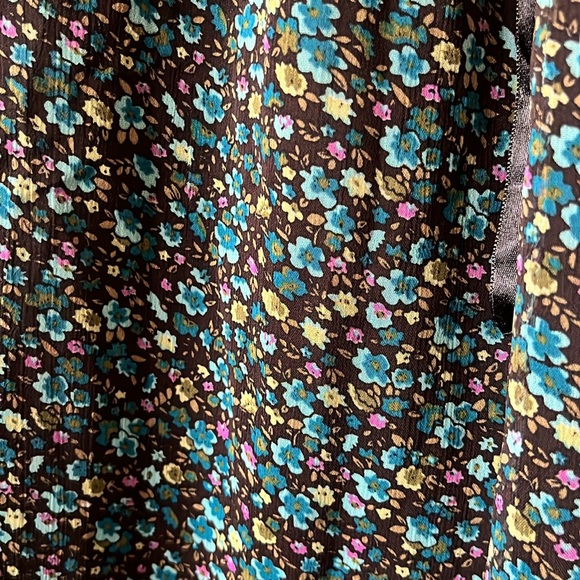 Mei Li Lin Blue Black Floral Mini Ruffle Dress XS/S P - Picture 5 of 10